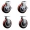 Service Caster Tool Box Caster Wheel Set 6'' Maroon Polyurethane Swivel Casters, 4PK TOOL-SCC-20S620-PPUR-TLB-2-R-2 - alternate 1